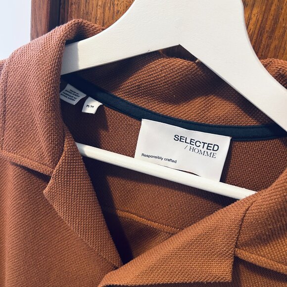 Selected Homme Rust Button Down Short Sleeve Button Down Shirt - Picture 4 of 4